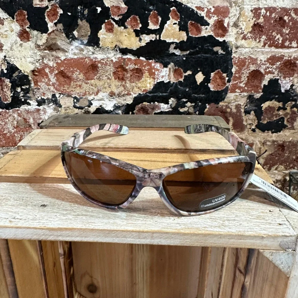 Outdoorsman Camouflage Eyewear UV400 Sport Sunglasses Mens Camo Amber Lens NEW